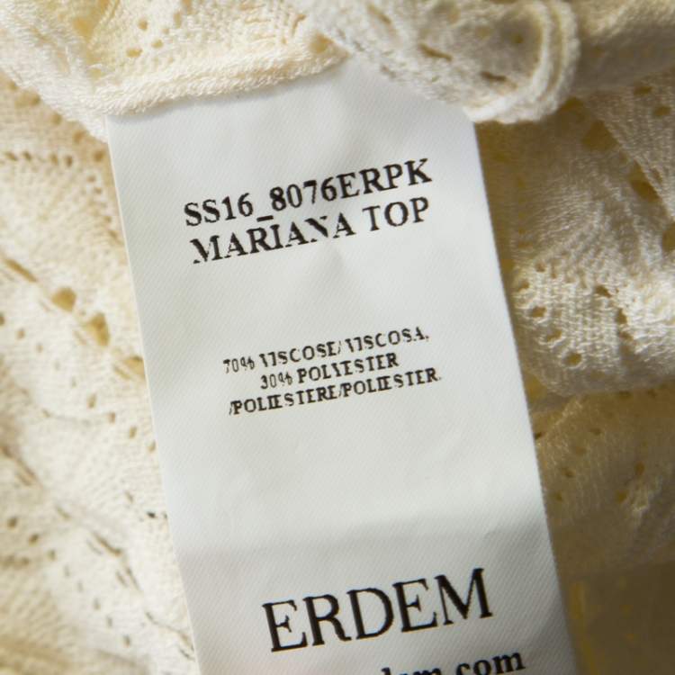 Pre Owned Erdem Cream Pointelle Knit Sleeveless Mariana Top S