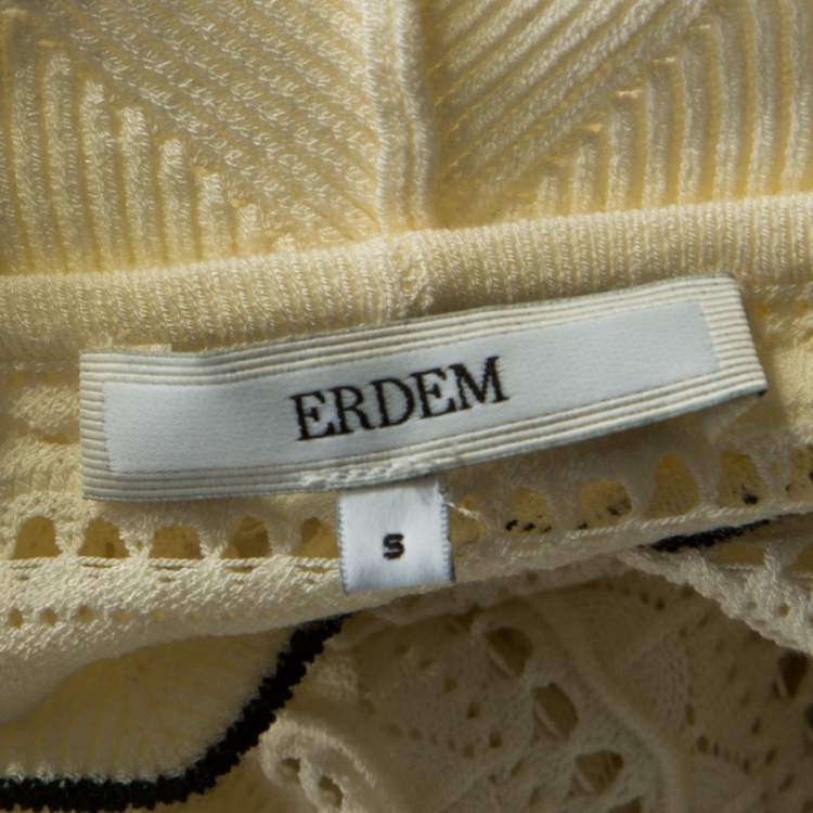 Pre Owned Erdem Cream Pointelle Knit Sleeveless Mariana Top S