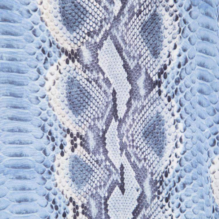 Pre Owned Ermanno Scervino Blue Python Print Silk Short Sleeve Top M