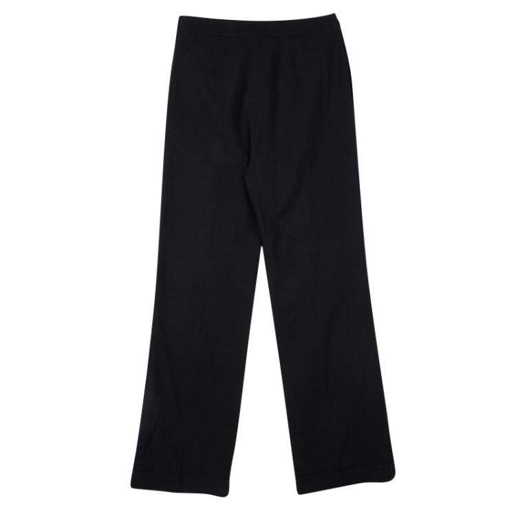 Pre Owned Ermanno Scervino Black Cotton Knit High Waist Trousers S