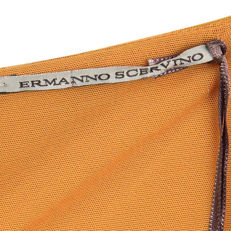 Pre Owned Ermanno Scervino Orange Lace Insert Cowl Neck Detail Sleeveless Dress M