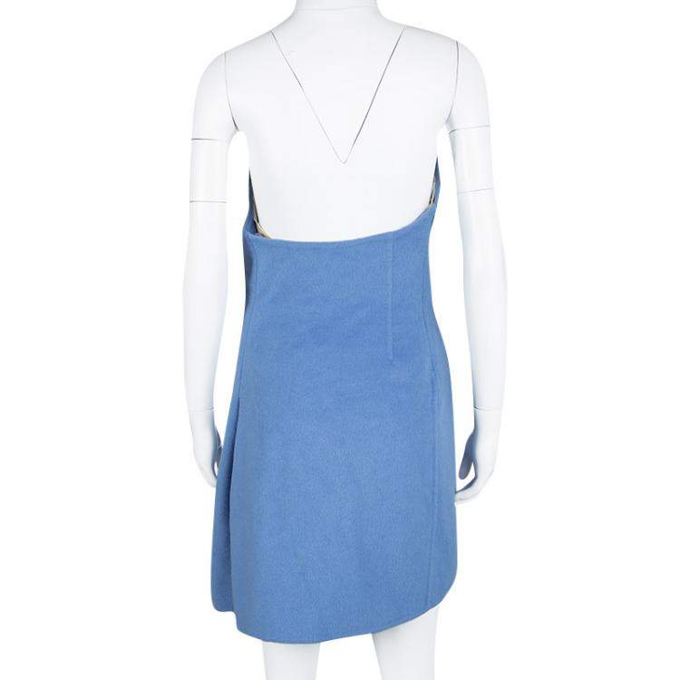Pre Owned Ermanno Scervino Blue Angora Layered Strapless Dress M