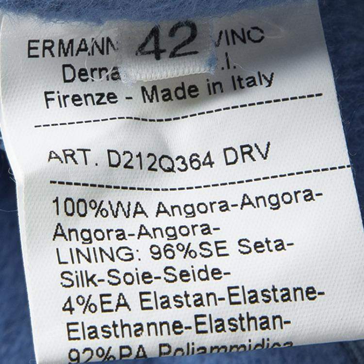 Pre Owned Ermanno Scervino Blue Angora Layered Strapless Dress M