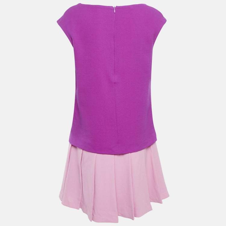 Pre Owned Ermanno Scervino Pink Crepe Pleated Sleeveless Mini Dress M
