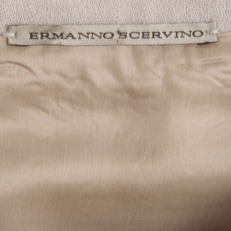 Pre Owned Ermanno Scervino Beige Wool Pleated Mini Skirt S
