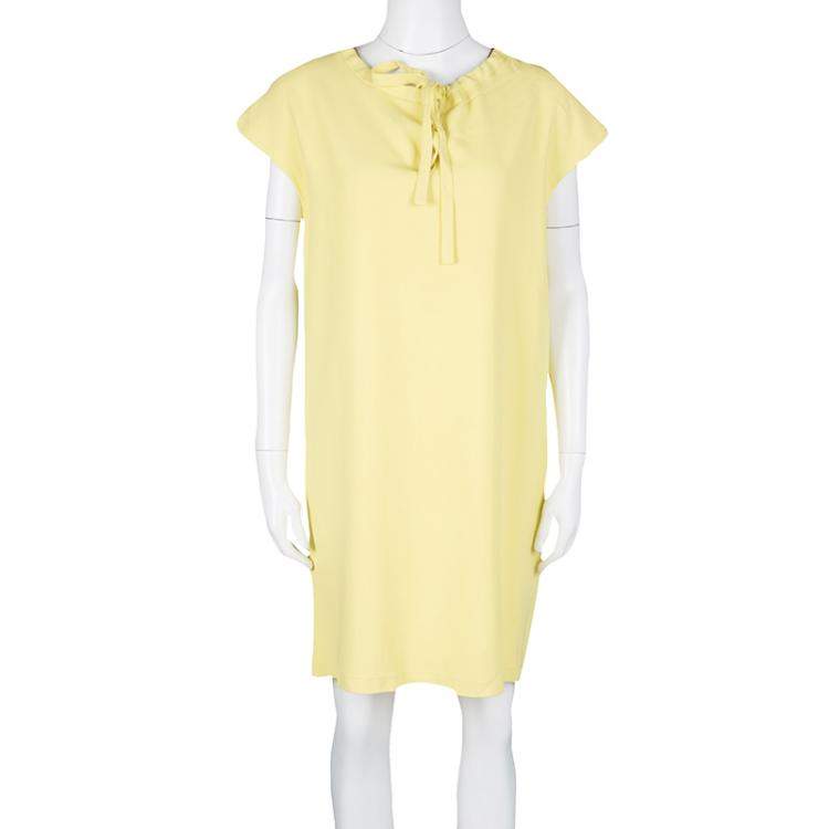 Pre Owned Ermanno Scervino Yellow Neck Tie Detail Sleeveless Dress M
