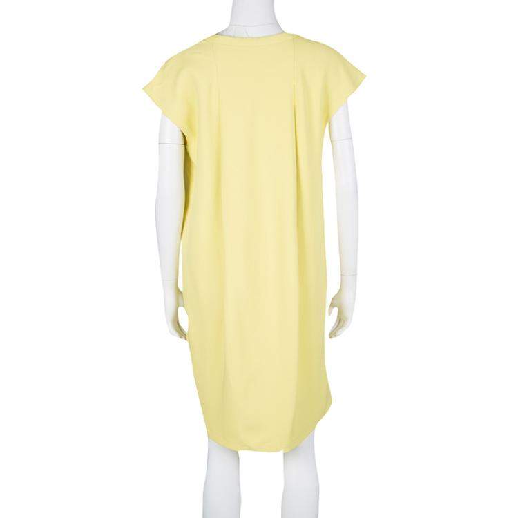 Pre Owned Ermanno Scervino Yellow Neck Tie Detail Sleeveless Dress M