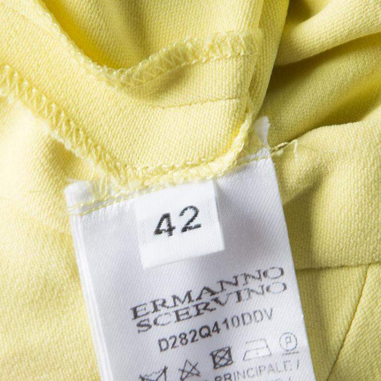 Pre Owned Ermanno Scervino Yellow Neck Tie Detail Sleeveless Dress M