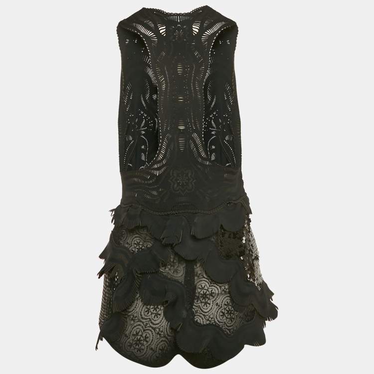 Pre Owned Ermanno Scervino Black Jersey Cut Out Detail Playsuit S