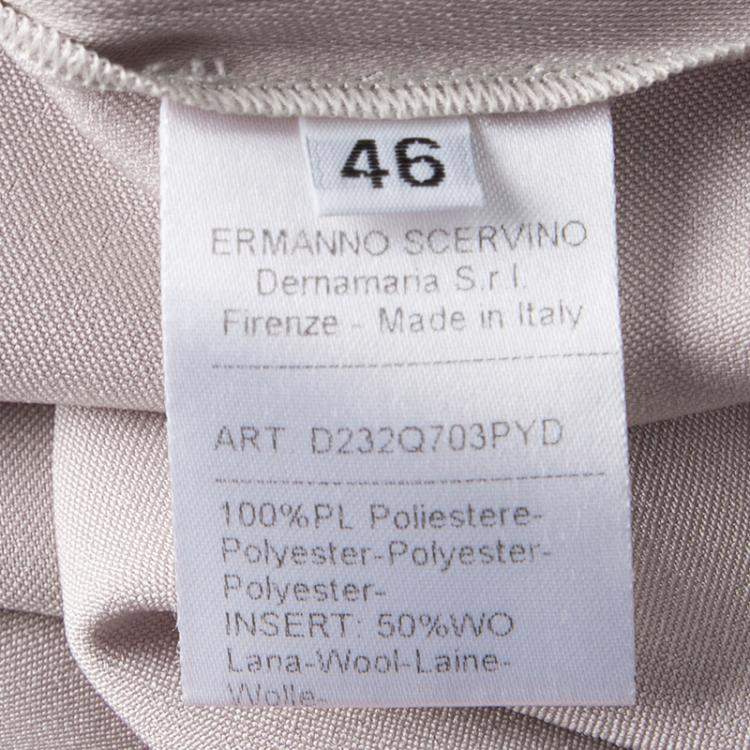 مملوكة مسبقًا Ermanno Scervino Beige Contrast Lace Neck Trim Detail Long Sleeve Dress L