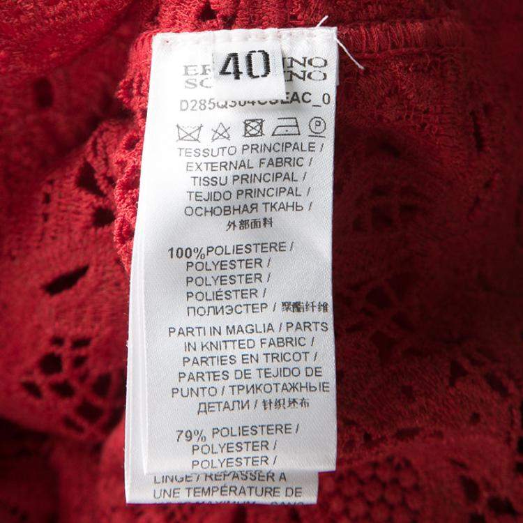 Pre Owned Ermanno Scervino Red Floral Lace Contrast Trim Sleeveless Dress S