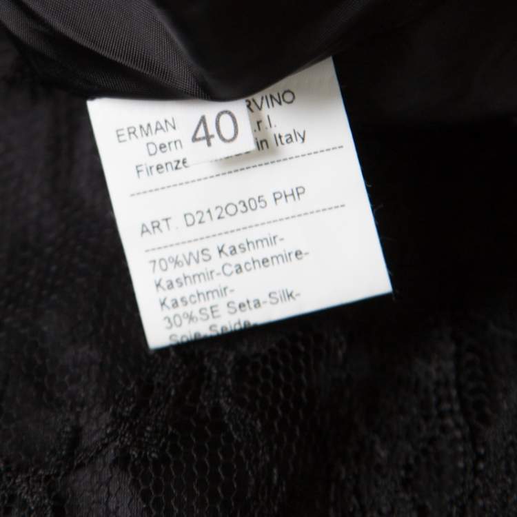 Pre Owned Ermanno Scervino Black Cashmere and Silk Bend Floral Lace A Line Skirt S