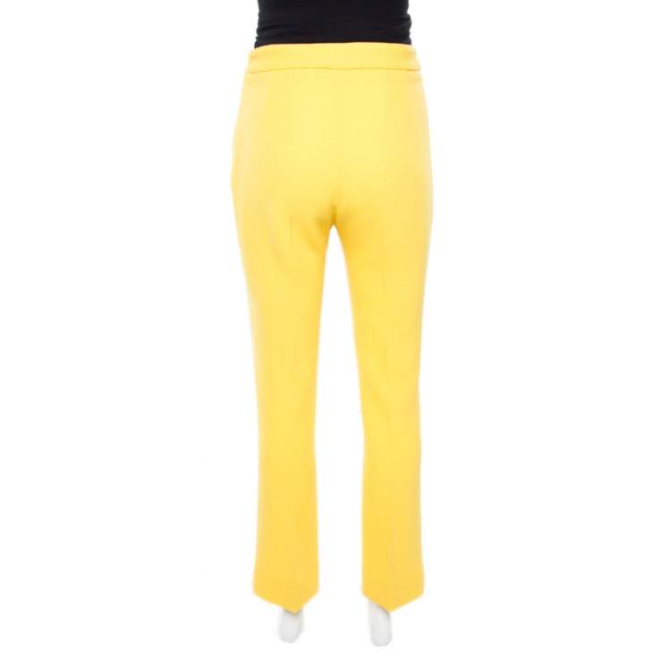 مملوكة مسبقًا Ermanno Scervino Yellow Wool Crepe High Waist Trousers M