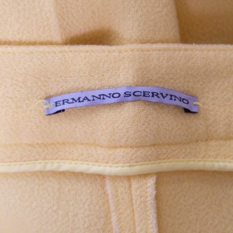 مملوكة مسبقًا Ermanno Scervino Yellow Wool Crepe High Waist Trousers M