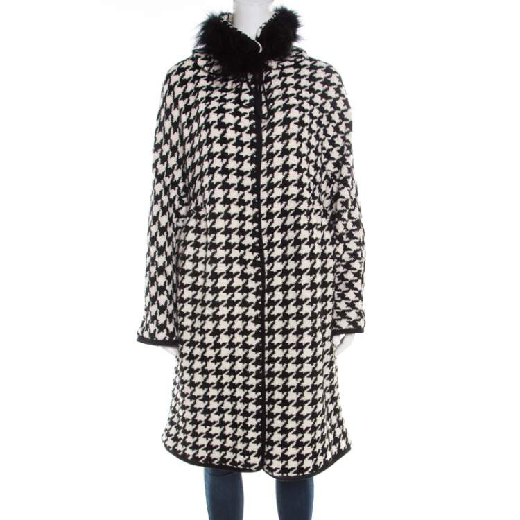 dashing beauty faux fur houndstooth coat