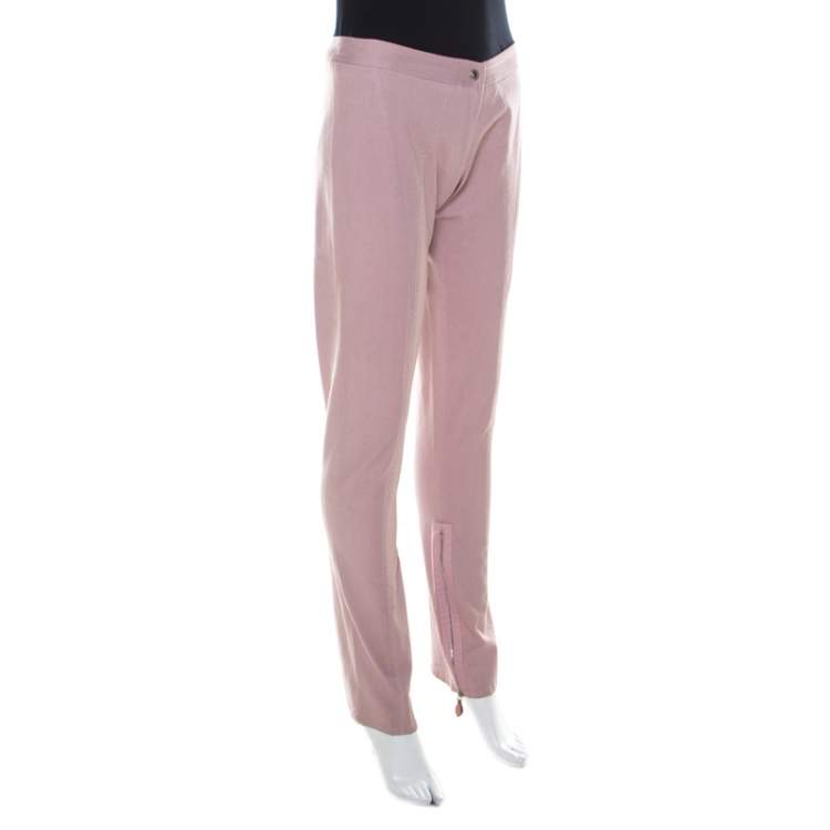 Pre Owned Ermanno Scervino Lavender Cotton Stretch Tapered Trousers M
