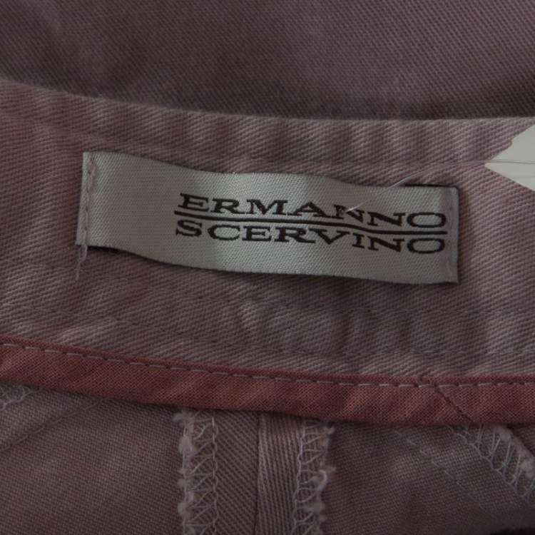 Pre Owned Ermanno Scervino Lavender Cotton Stretch Tapered Trousers M