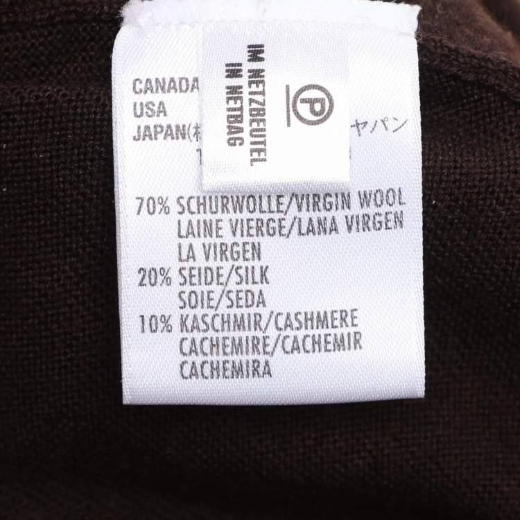 Pre Owned Escada Brown Printed Knit Button Front Sweater XL