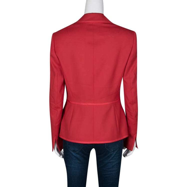 Pre Owned Escada Red Wool Tailored Blazer XS