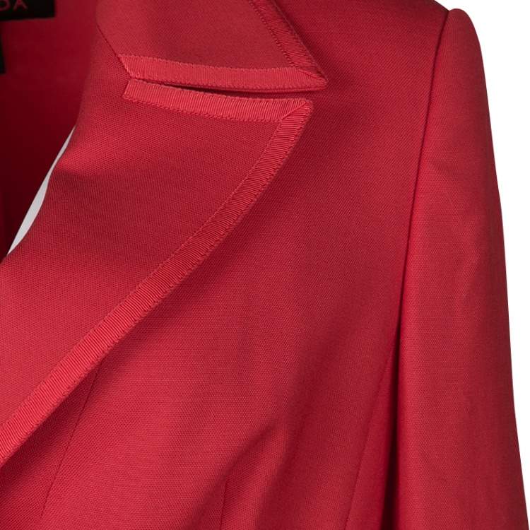 Pre Owned Escada Red Wool Tailored Blazer XS