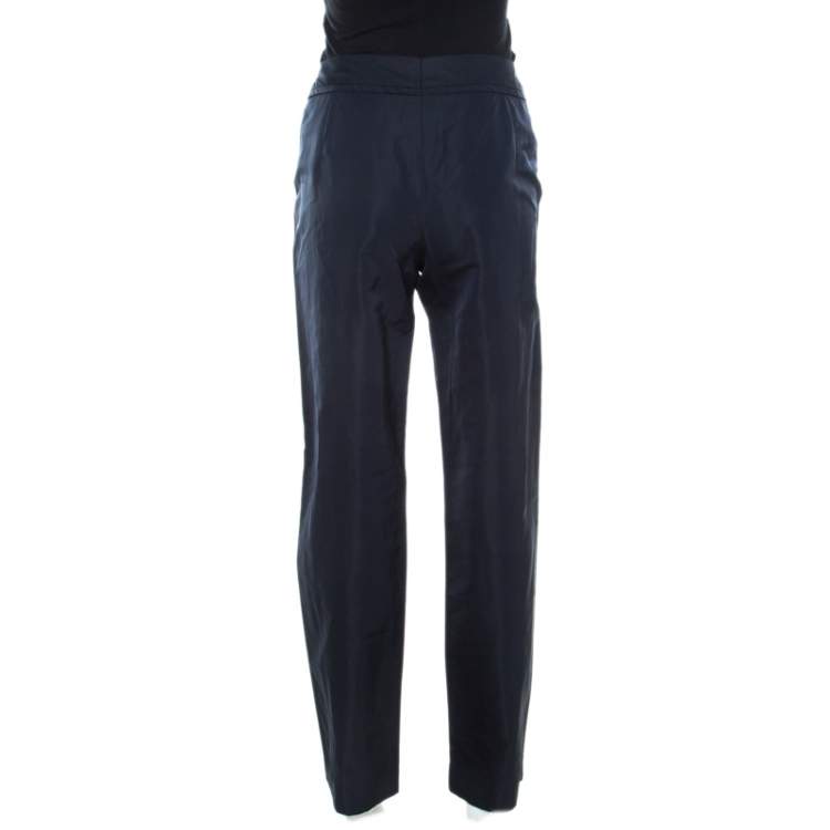 Pre Owned Escada Navy Blue Tailored Straight Pants M