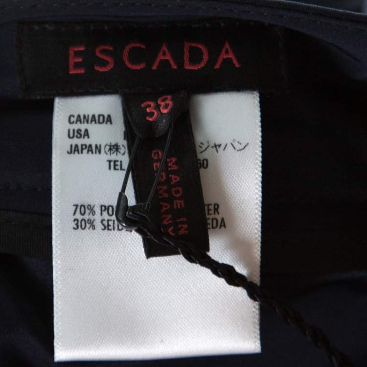 Pre Owned Escada Navy Blue Tailored Straight Pants M