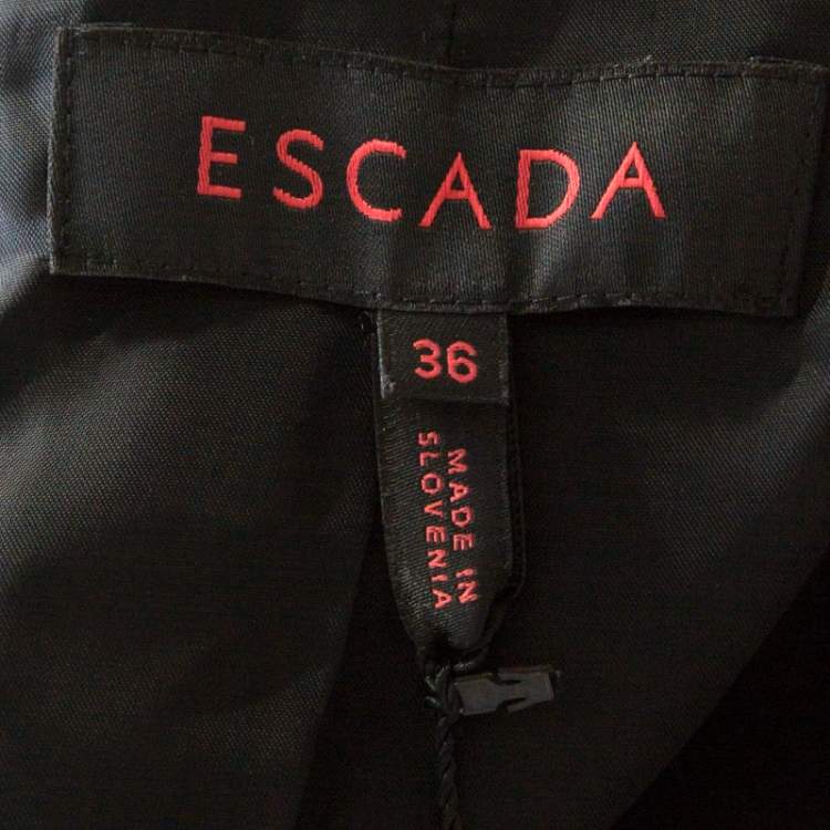 Pre Owned Escada Metallic Black Satin Trim Tailored Blazer M