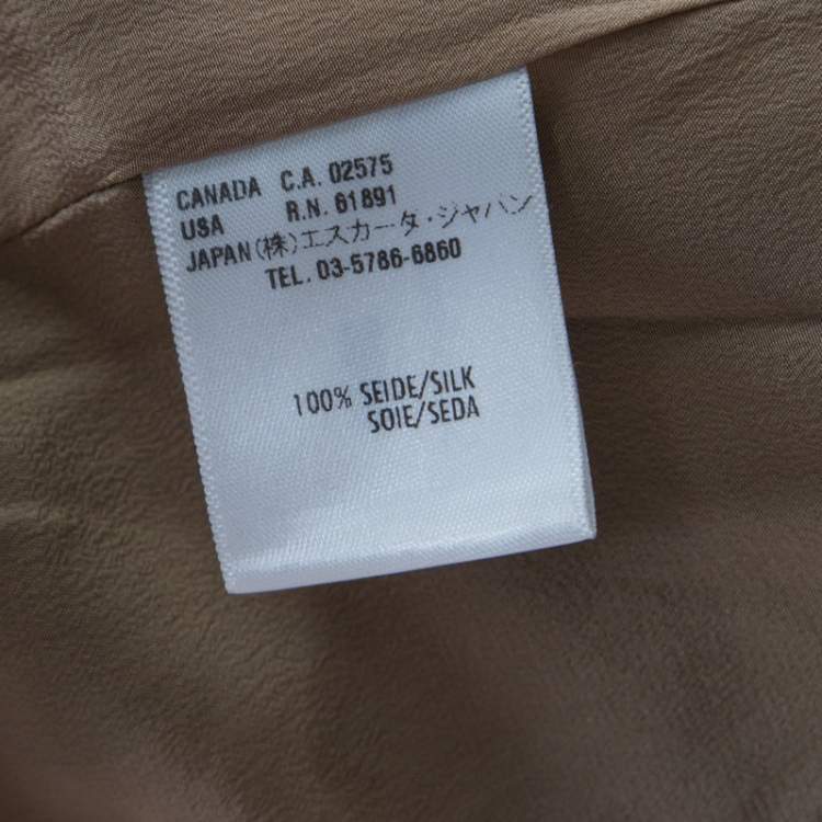 Pre Owned Escada Beige Silk Satin Gold Button Detail Tailored Blazer M