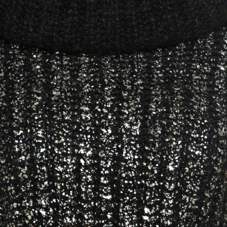 Pre Owned Escada Green Foil Printed Mohair Blend Turtleneck Sweater M