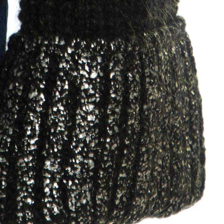 Pre Owned Escada Green Foil Printed Mohair Blend Turtleneck Sweater M