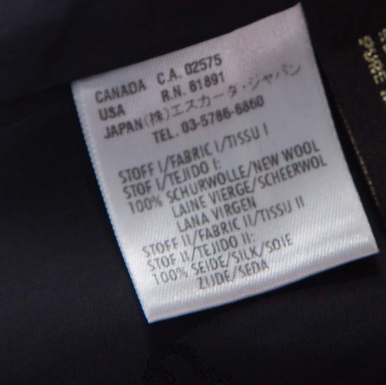 Pre Owned Escada Black Crepe Wool Embroidered Cuff Trim Button Front Blazer L