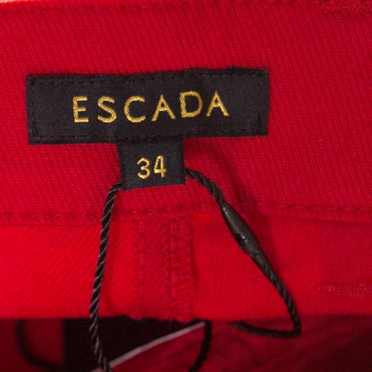 Pre Owned Escada Garnet Red Stretch Denim Teresa Straight Leg Jeans S