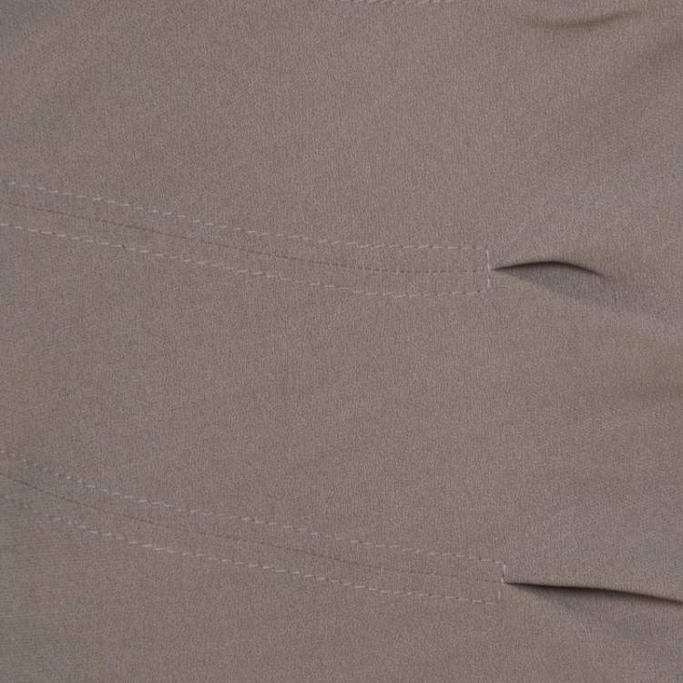 Pre Owned Escada Shadow Grey Wool Inverted Pleat Detail Renja Pencil Skirt M