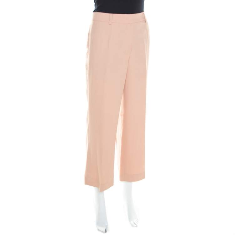 Pre Owned Escada Desert Rose Pink Crepe Tailored Torill Straight Trousers M