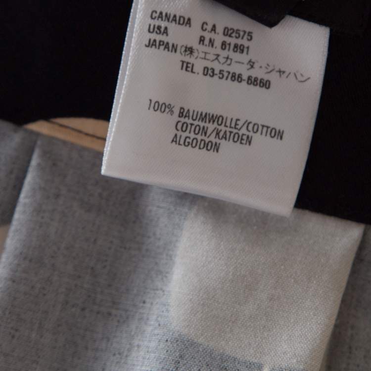 Pre Owned Escada Black Geometric Print Cotton Pleated Skirt L