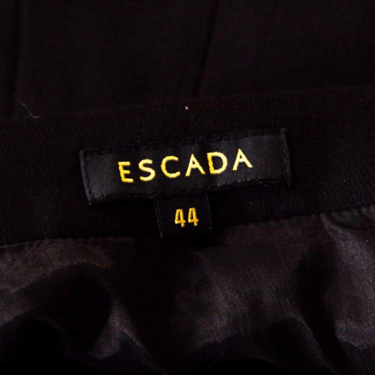 Pre Owned Escada Black Stretch Wool Paneled A Line Ryanta Skirt XL