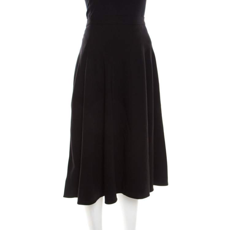 Pre Owned Escada Black Stretch Wool Paneled A Line Ryanta Skirt XL