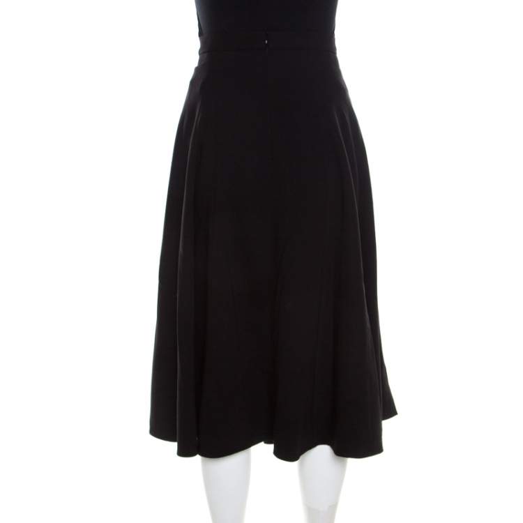 Pre Owned Escada Black Stretch Wool Paneled A Line Ryanta Skirt XL