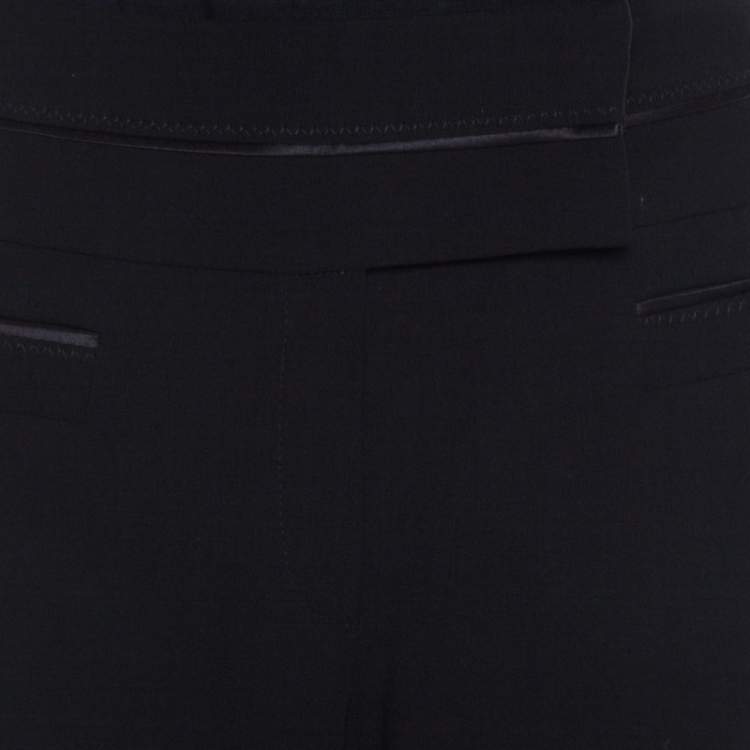 Pre Owned Escada Black Wool Welt Pocket Detail Tailored High Waist Trousers M