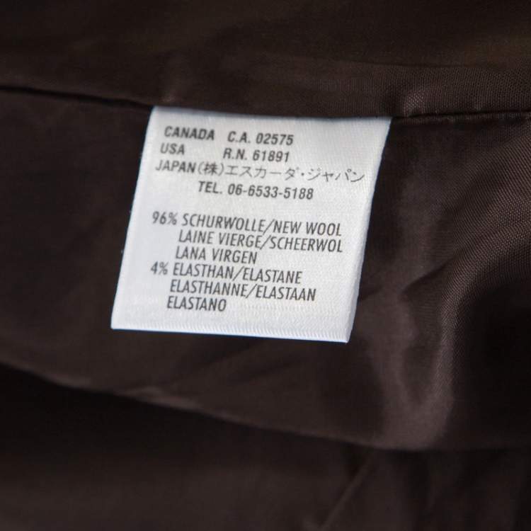 Pre Owned Escada Dark Brown Stretch Wool Raglan Sleeve Paneled Blazer XL