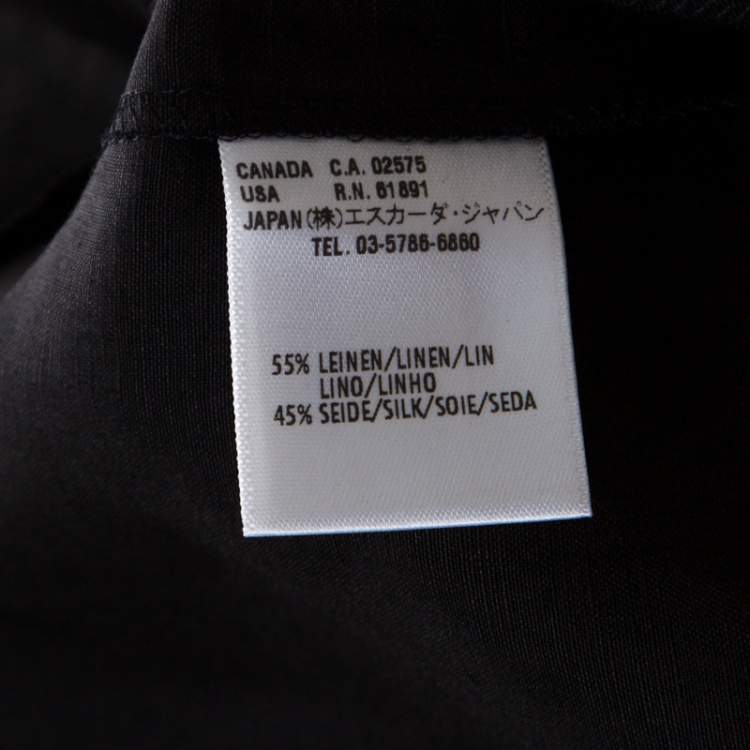Pre Owned Escada Black Linen Silk Button Front Maxi Skirt M