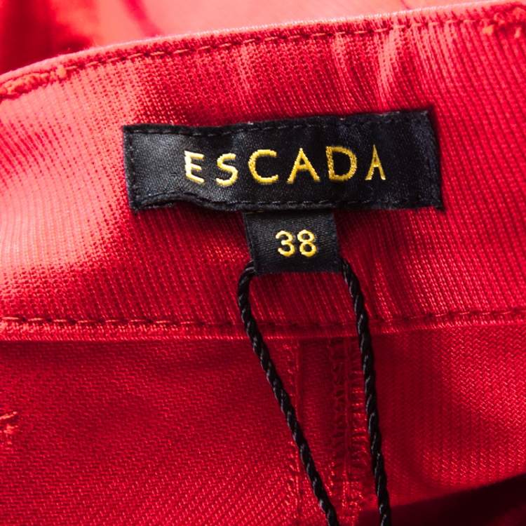 Pre Owned Escada Garnet Red Stretch Denim Teresa Straight Leg Jeans M