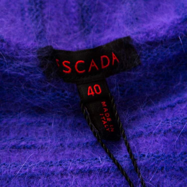 Pre Owned Escada Purple Angora Blend Button Front Fuzzy Bolero L