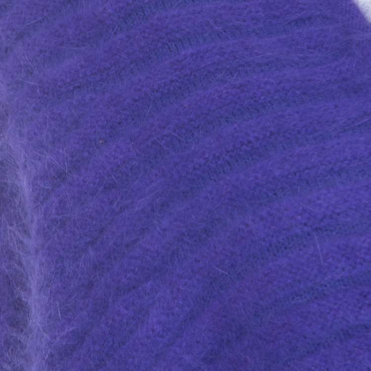 Pre Owned Escada Purple Angora Blend Button Front Fuzzy Bolero L