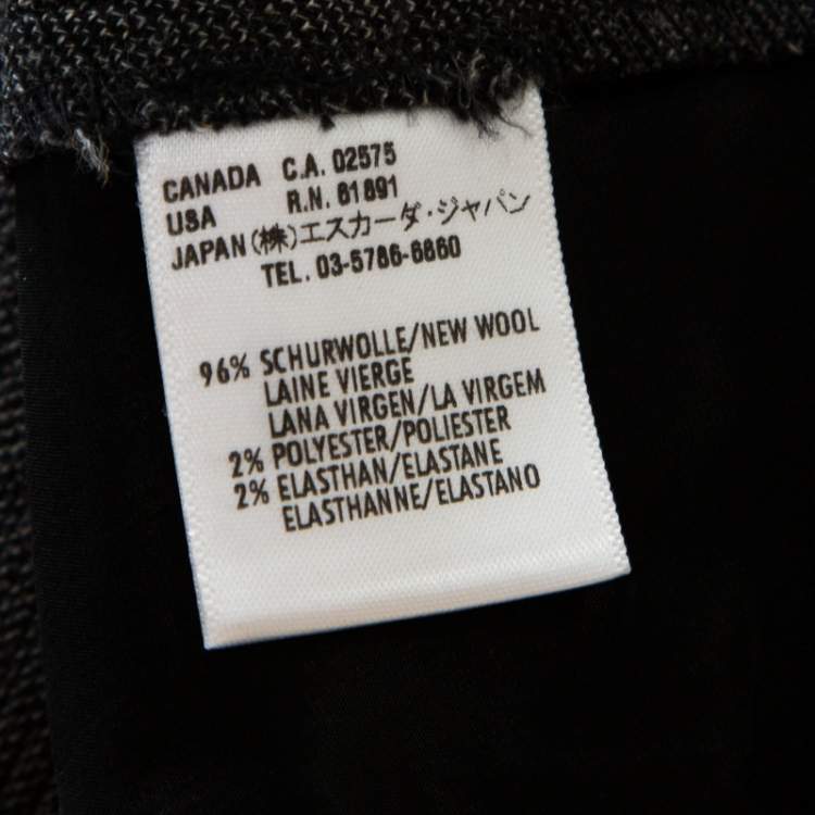 Pre Owned Escada Grey Wool Straight Fit Tailored Hose Trousers L