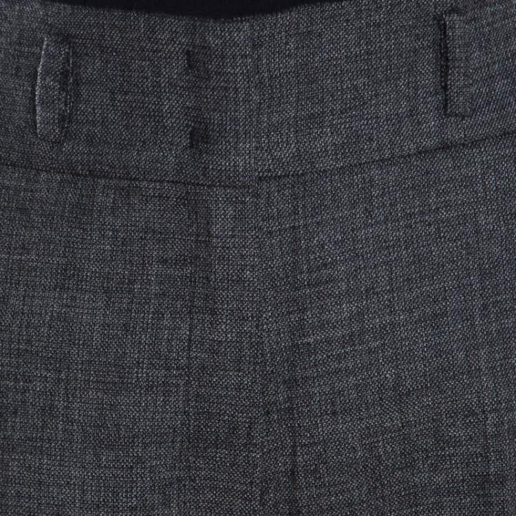 Pre Owned Escada Grey Wool Straight Fit Tailored Hose Trousers L