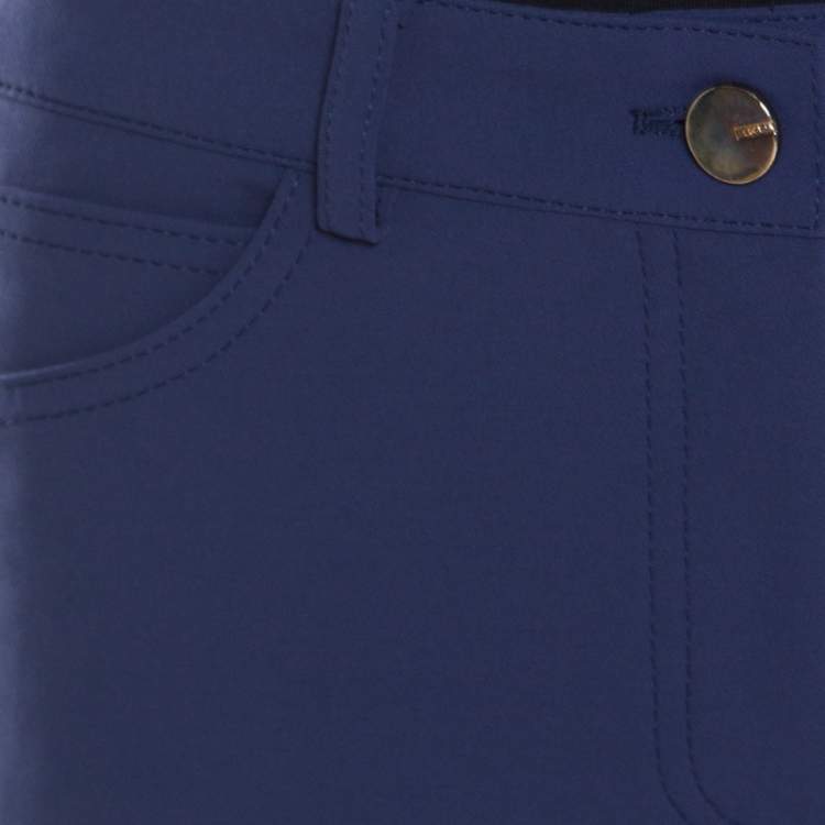 Pre Owned Escada Saphire Blue Stretch Crepe Tapered Tygan Trousers S