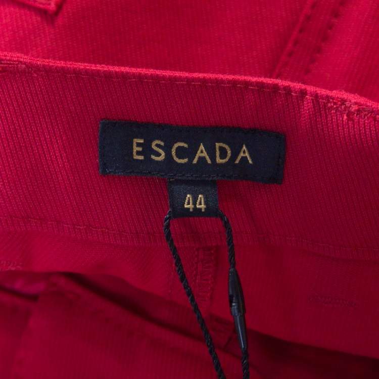 Pre Owned Escada Garnet Red Stretch Denim Teresa Straight Leg Jeans XL