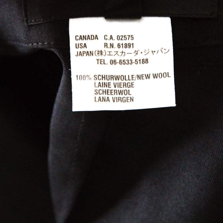 Pre Owned Escada Black Wool Gabardine High Waist Wide Leg Trousers M