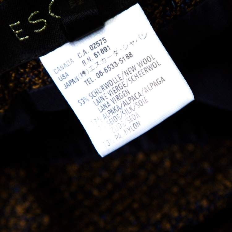 Pre Owned Escada Bicolora Wool and Alpaca Blend Textured Pencil Skirt L